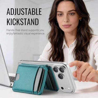 for Magsafe Wallet Magnetic RFID Blocking Card Holders, Bluish Green - color: Bluish Green