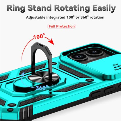 for iPhone 17 Case, with Slide Camera Cover HD Screen Protector [Military Grade 16ft. Drop Tested] Ring Holder Kickstand Protective Phone Case for Apple iPhone 17, Mint - color: Mint w/ Slide Camera 2nd gen. Military Grade