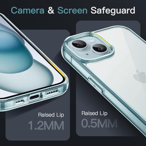 JETech Case for iPhone 15 Plus 6.7-Inch, Non-Yellowing Shockproof Phone Bumper Cover, Anti-Scratch Clear Back (Blue) - color: Blue, size: iPhone 15 Plus