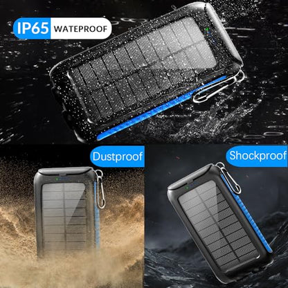 Nuynix Solar Power Bank 49800mAh, 15W Fast Charging with LED Flashlight - color: Blue