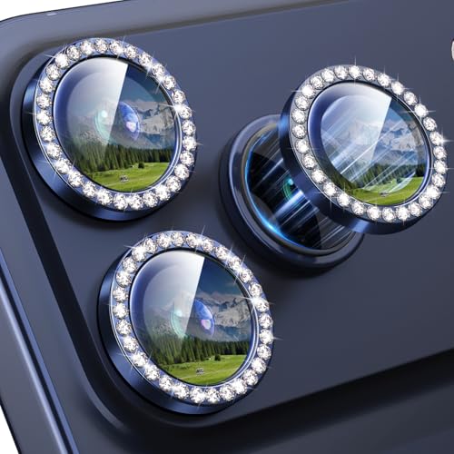 iPhone 17 Pro/17 Pro Max Camera Lens Protector Bling Diamond, Blue - color: Deep Blue, size: 17 Pro/Max