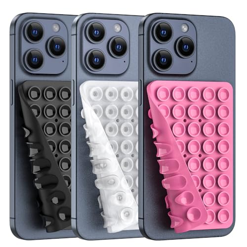 Double Sided Silicone Suction Phone Holder Mount, Silicon Accessory for iPhone and Android, Hands-Free Mirror Shower Phone Holder, TikTok Videos and Selfies (Combo G) - color: Combo G