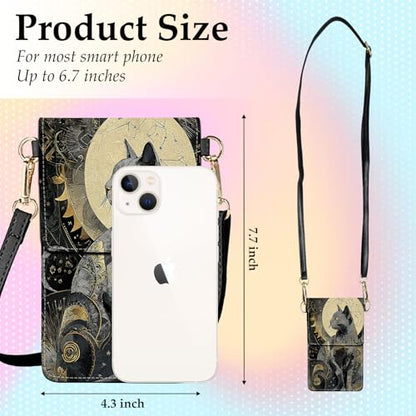 Small Crossbody Bags for Women Touchscreen Cell Phone Bag Cross Body Purses with adjustable Strap,Gifts For Teenage Girls - color: Wizard Cat
