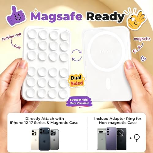 2026 Upgraded Magnetic Suction Sticky Phone Grip for Magsafe Case, White - color: Classic White