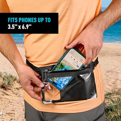 Nite Ize RunOff Waterproof Phone Belt Pouch - Adjustable Waterproof Belt Pouch for Phones & Other Essentials - Clear & Touchscreen-Friendly - Uses Silent TRU Zipper Technology Smooth Zipper