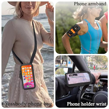 Phone Holder for Running, Walking, and Workout - Adjustable Arm Band Armband for iPhone and Cell Phones - Clear Crossbody Phone Pouch Purse with Strap for Women Men