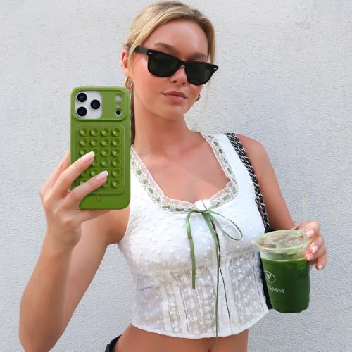 Velvet Caviar Suction Cup Phone Case Mount Compatible with MagSafe Devices Only - Magnetic Silicone Sticky Phone Grip Holder for iPhone Back of Phone - Mirror Gripper (Matcha Green) - color: Matcha Green