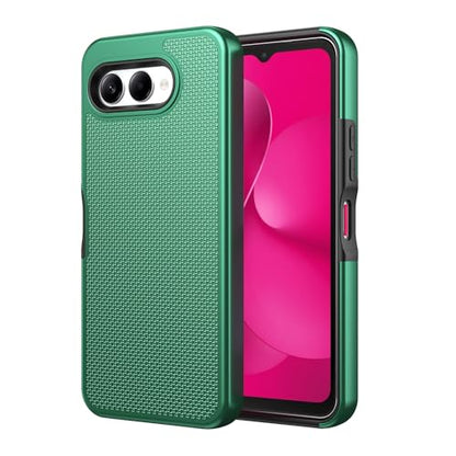 for T-Mobile REVVL 8 Phone Case with Tempered Glass Screen Protector,Dual Layer Heavy Duty Shockproof Protection Cover (Dark Green) - color: Dark Green