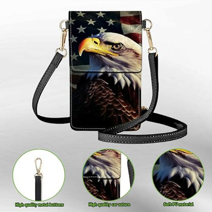 Small Crossbody Bags with Adjustable Shoulder Strap - color: Eagle Flag