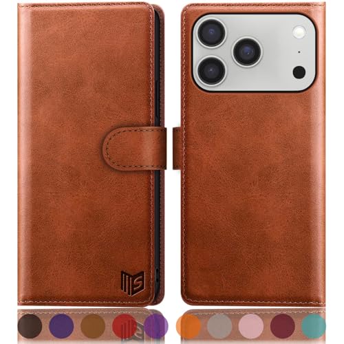 SUANPOT Compatible with iPhone 17 Pro Max 6.9" Wallet case with RFID Blocking Credit Card Holder,Flip Book PU Leather Protective Cover Women Men for Apple 17 Pro Max Phone case Light Brown - color: Light Brown, size: iPhone 17 Pro Max 6.9"