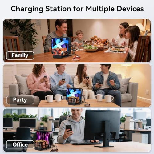 288W 8-Port GaN Charging Station with Dividers for iPhone 18 Pro/Duo