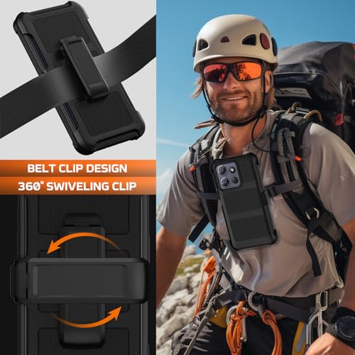 for Moto G Power 5G 2026/2025 Case with Belt Clip Holster,Military Grade Anti-Drop Shockproof Defender Phone Cases 2X Screen Protector,2 Layers Rugged Heavy Duty Protective Bumper Cover (Black) - color: Black