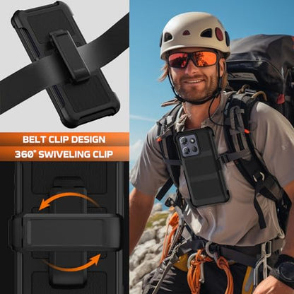 for Moto G Power 5G 2026/2025 Case with Belt Clip Holster,Military Grade Anti-Drop Shockproof Defender Phone Cases 2X Screen Protector,2 Layers Rugged Heavy Duty Protective Bumper Cover (Black) - color: Black
