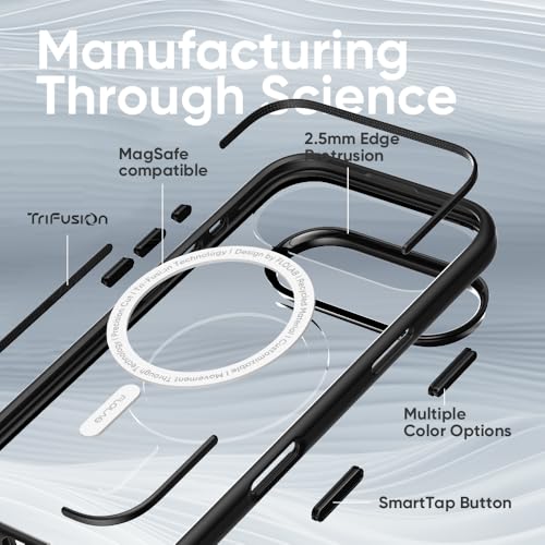 FLOLAB Surtect Tri-Fusion Magnetic for iPhone 17 Air Case Protective Slim Design Magsafe Compatible Military Grade - Black Clear - color: Black Clear, size: iPhone 17 Air