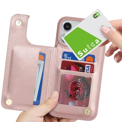 iCoverCase Compatible with iPhone 13 Pro Max Phone Case with Card Holder, Wallet Case for Women Men RFID Blocking PU Leather Protective Case 6.7 Inch (Rose Gold) - color: Rose Gold