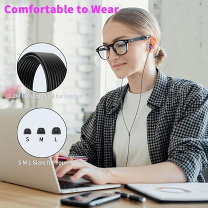 3.5mm Headphones Wired Earbuds for Laptop School Computer PC,Purple - color: Purple