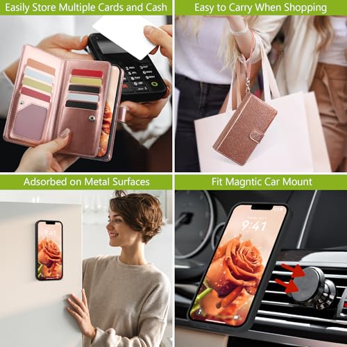 Varikke for iPhone 17e / 16e Case Wallet Magnetic Detachable, Rose Gold - color: (Standard) Rose Gold, size: iPhone 17e / iPhone 16e 6.1"