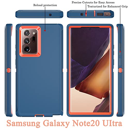 YmhxcY Note 20 Ultra Case with Self Healing Flexible TPU Film[2 Pack] and Camera Lens Screen Protective Film[2 Pack], Heavy Protection Cover for Samsung Galaxy Note 20 Ultra-Blue and Orange - color: SF-Blue/Orange