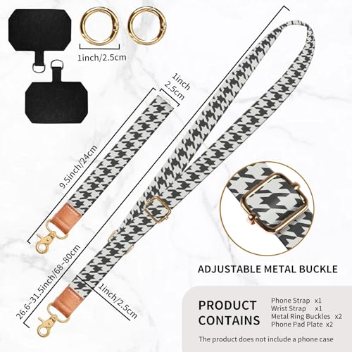 Phone Lanyard Crossbody Wrist Strap, Universal Adjustable Neck Strap for Phone Case Keys ID Badges - color: Cute Houndstooth