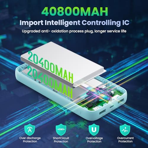 Portable Charger PowerBank 40,800mAh with Built-in Cables,25W PD Fast Charging +QC 4.0 Quick Phone Charging Power Bank, Travel Essential Charger Battery Pack for iPhone 17/16/15 Android Galaxy etc - color: Green