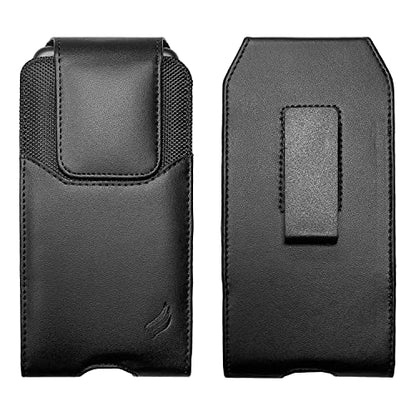 Leather Cell Phone Holster for Boost Celero 5G, Motorola Moto G 5G, Moto G Power 2021/2022/2023/2024, TCL 30 40 50 60 XE, XL, Vertical Case Waist Carrying Pouch with Belt Clip/Loops, Black - size: Large