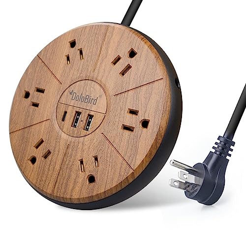 Power Strip Surge Protector 6 AC outlets with USB and USB-C PD 20W Fast Charging 15A 1875W high Power Output Widely Spaced Multi outlets Circuit Breaker Safeguard for Home,Office, Dorm Room - color: Light Wood Grain USB-C