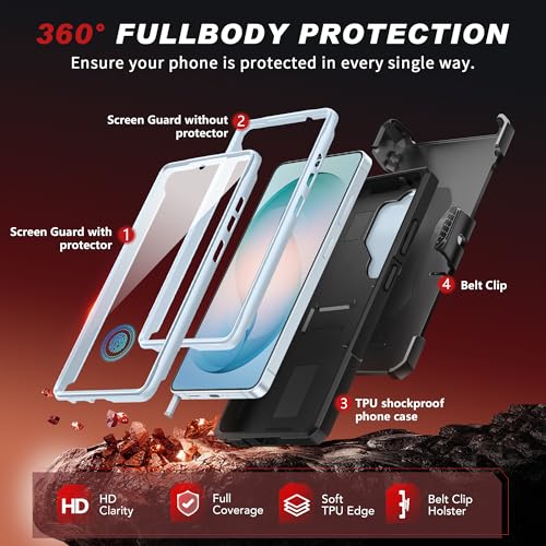 TONGATE Magnetic Stand for Samsung Galaxy S26 Ultra Case, Compatible with Magsafe, [Camera Cover & 2 Front Frames][Military Drop Protection]S26 Ultra Case Built-in Screen Protector & Belt Clip,SkyBlue - color: Sky Blue