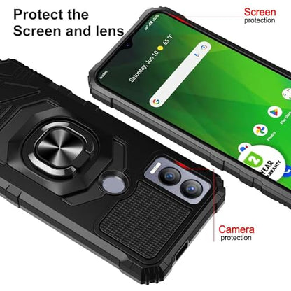 for Cricket Magic 5G, AT&T Propel 5G (U6080AA/AC) - Shockproof Protective Phone Case w/Ring Stand - RS7 Black - color: RS7 Black
