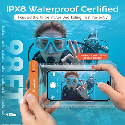 Rynapac Waterproof Phone Pouch 2 Pack, Waterproof Phone Case, [Up to 8.5''] | Face Unlock, Touchscreen, Durable IPX8 Dry Bag for iPhone 17 16 15 Pro Max, Includes Lanyard, Beach & Cruise Essentials 2026 - color: [Pink + Black] Waterproof Phone Pouch