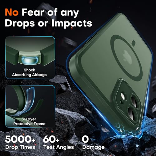 TOCOL for iPhone 12 Case, Compatible with MagSafe, Alpine Green - color: Alpine Green, size: Iphone 12