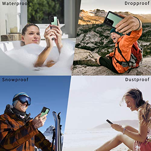 Lanhiem Galaxy Note 20 Case, Built-in Screen Protector with Fingerprint Film Waterproof Dustproof Case, Full Body Heavy Duty Protective Cover for Samsung Galaxy Note 20 6.7 inch (Black/Clear) - size: for Note 20