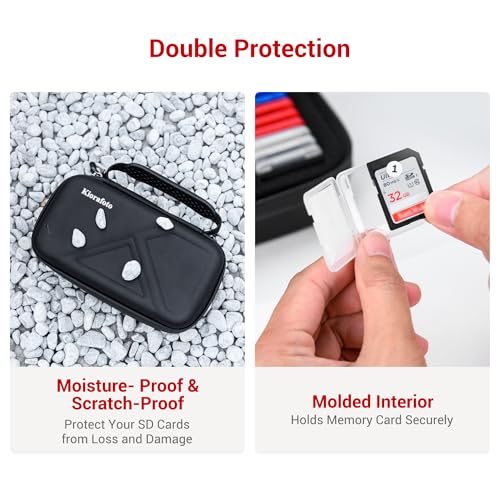 Kiorafoto EVA PU SD Card Case with 40PCS Individual Plastic SD Card Holder - size: for 40 SD