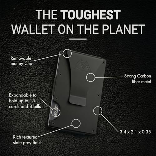 Mountain Voyage Minimalist Wallet for Men - Slim RFID Wallet, Scratch Resistant, Credit Card Holder & Money Clip, Easily Removable Money & Cards (Black Titanium) - color: Black Titanium