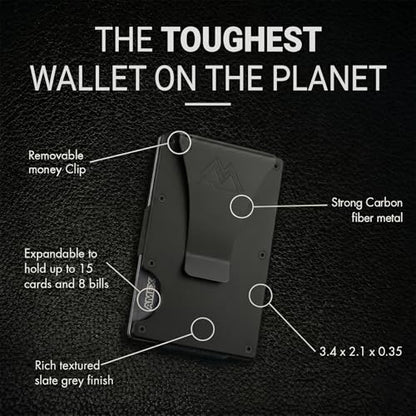 Mountain Voyage Minimalist Wallet for Men - Slim RFID Wallet, Scratch Resistant, Credit Card Holder & Money Clip, Easily Removable Money & Cards (Black Titanium) - color: Black Titanium