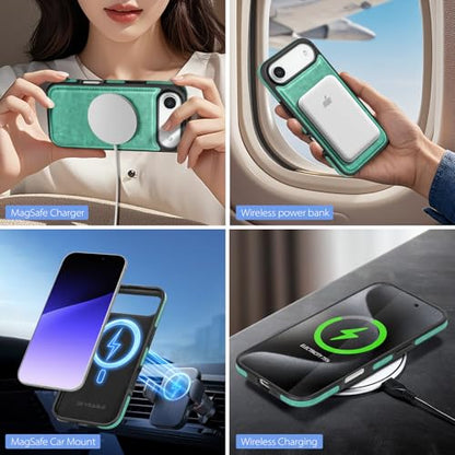 SkyEagle Compatible with MagSafe iPhone 17 Air Wallet Case,Blue Green - color: Blue Green, size: iPhone 17 Air - 6.5"