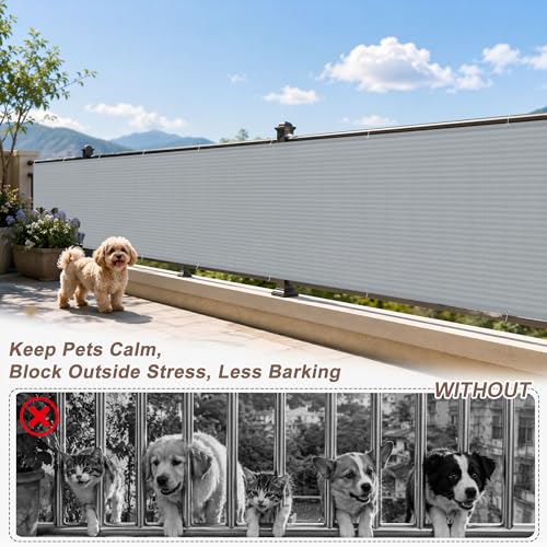 SUNNY GUARD 3' x 10' Balcony Privacy Screen, HDPE Patio Railing Cover Fence - color: Light Gray, size: 0 3' x 1 0'