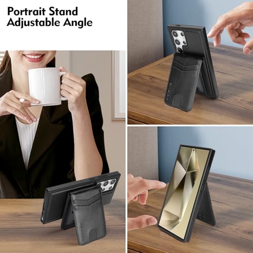 SkyEagle Compatible with Magsafe 2 in 1 Detachable Samsung Galaxy S25 Ultra Wallet Case with Card Holder,Women Men Magnetic PU Leather RFID Blocking Flip Kickstand Credit Slots,Black - color: Black, size: Samsung Galaxy S25 Ultra - 6.9"