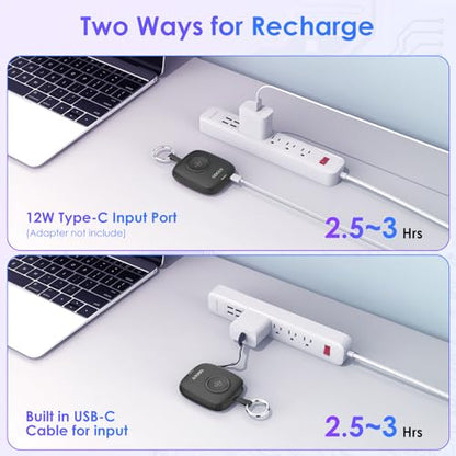 Small Portable Charger 5000mAh,iWatch Wireless Charger Mini Power Bank with Built-in Cable,Travel Keychain Charger for Apple Watch 11/10/9/8/Ultra/7/6/Se/5/4,iPhone 17/16/15/14/13/12,Android Phone - color: Black
