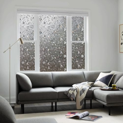 LEMON CLOUD Window Privacy Film, Stained Glass Window Cling, 17.5″ x 78.7″ - color: Grayish Black, size: 17.5 x 78.7 Inch