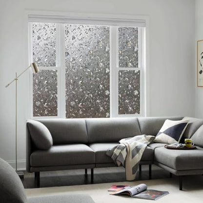 LEMON CLOUD Window Privacy Film, Stained Glass Window Cling, 23.6″ x 157.4″ - color: Grayish Black, size: 23.6 x 157.4 Inch