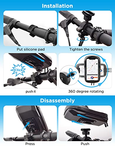whale fall Bike Phone Holder, Waterproof Handlebar Bag for Phones up to 7" | 360° Rotatable Mount, TPU Touchscreen, Quick Release, Anti-Shake, Extra Storage and Rain Cover for Navigation and Rides