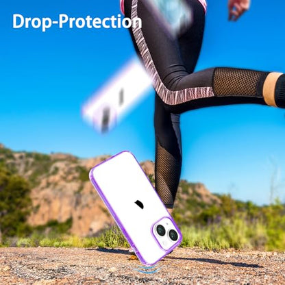 JJGoo Compatiable with iPhone 14 Case Clear, Transparent Shockproof Phone Case, Slim Anti-Scratch Hard PC Back Protective Cover Bumper, Transparent Purple - color: Transparent Purple