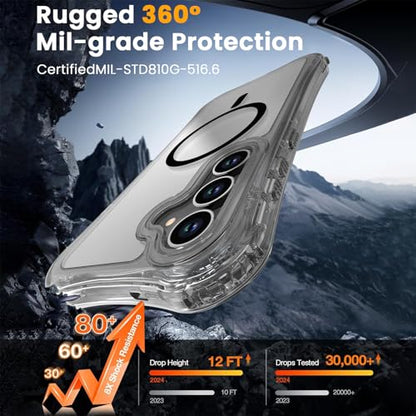 WRJ Magnetic Clear for Samsung Galaxy S26 FE Case,Samsung S25 FE Case [Fit for MagSafe][Military Grade Drop Protection] Translucent Shockproof Protective Phone Case-Black - color: Black, style: Transparent