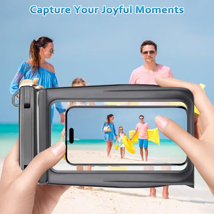 Large Waterproof Phone Pouch, [2 Pack] [[Double Seals] Floating Waterproof Pouch for Kayak/Beach/Cruise Travel Essentials, Cell Phone Dry Bag iPhone 17 16 15 Pro Max Sumsang S26 S25 Up to 7.0" - color: White+White