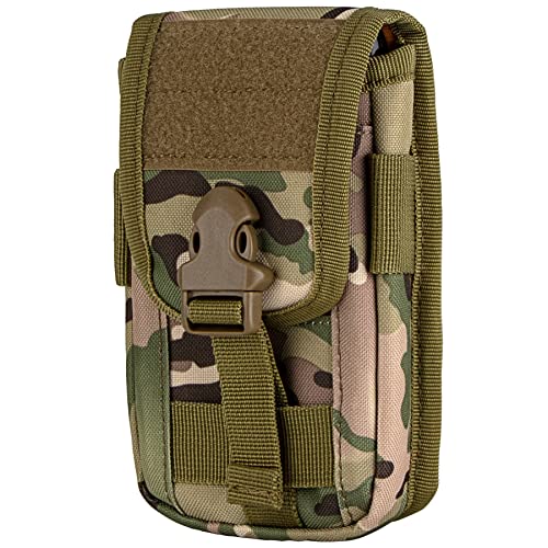 Tactical Molle Pouch Compact Utility EDC Waist Pack Phone Holster with Card Slots for 4.7"-6.9" Phone - color: Camo