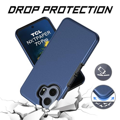 Ailiber Phone Case for TCL 70 Pro NxtPaper, Rugged & Screen Protector-Blue | Stylish Anti-Fingerprint Design, Lightweight PC Back & Soft Silicone Bumper, Shockproof Cover for Casual Active Lifestyles - color: Blue