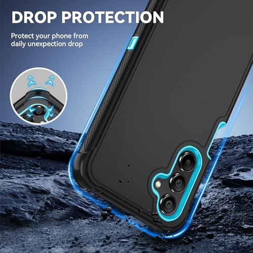 for Samsung Galaxy A16 5G Case : 3-Layer Shockproof Phone Cover with HD Screen Protector,Hybrid Protective Military-Grade for Galaxy A16 5G Phone Case (Black/Glacier Blue) - color: Black/Glacier Blue