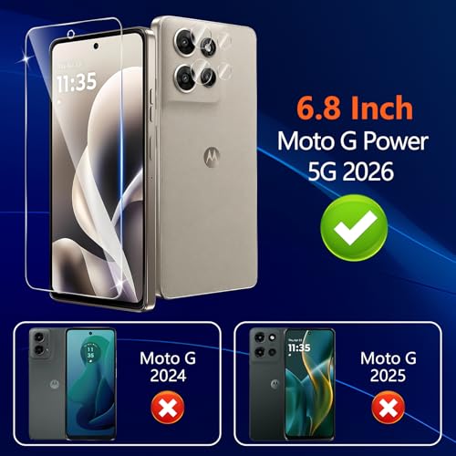 (3+2 Pack) Designed for Motorola Moto G Power 5G 2026/2025 Tempered Glass Screen Protector + Camera Lens Protector,[3D Touch][Bubble-Free][Anti-Scratch] - size: Moto G Power 2026/2025