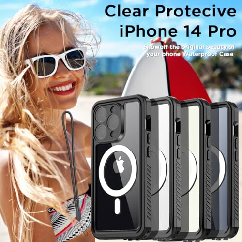 AICase iPhone 14 Pro Case Waterproof with MagSafe Clear Snowproof,Dustproof and Shockproof,IP68 Certified Full Body 360 Protection Fully Sealed Underwater Cover for iPhone 14 Pro 6.1" - color: iphone 14 Pro Waterproof Case