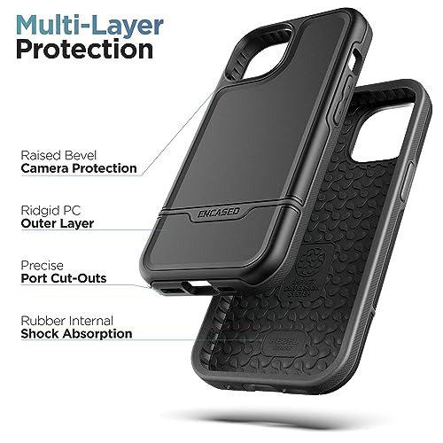 ENCASED Shockproof Case Compatible with iPhone 16 - Ultra Protective Heavy Duty Magnetic Phone Cover, Rebel Series (Black, iPhone 15 Plus) - color: Black, size: iPhone 15 Plus